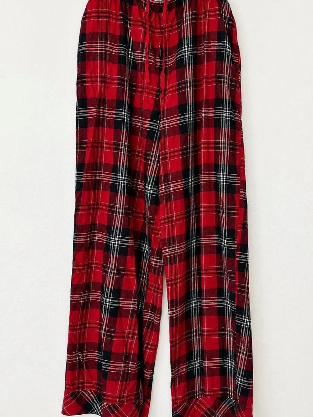 Victoria's Secret Signature Flannel Pajama Pants Plaid Wide Leg Red & Black